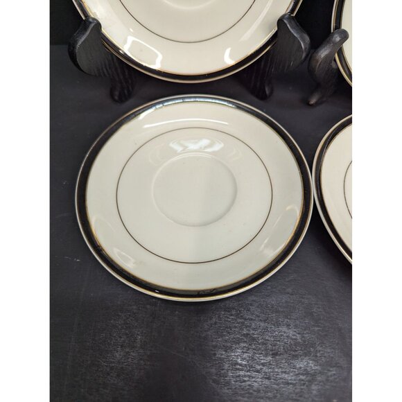 Ivory China Mikasa M2004 Trafalgar Black Rim 5 3/4" Saucer Replacement Set of 4 - Picture 4 of 9